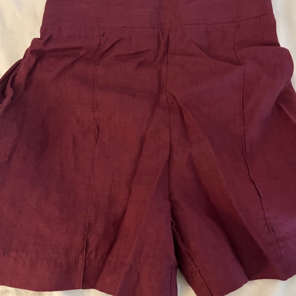 Burgundy Linen Shorts
